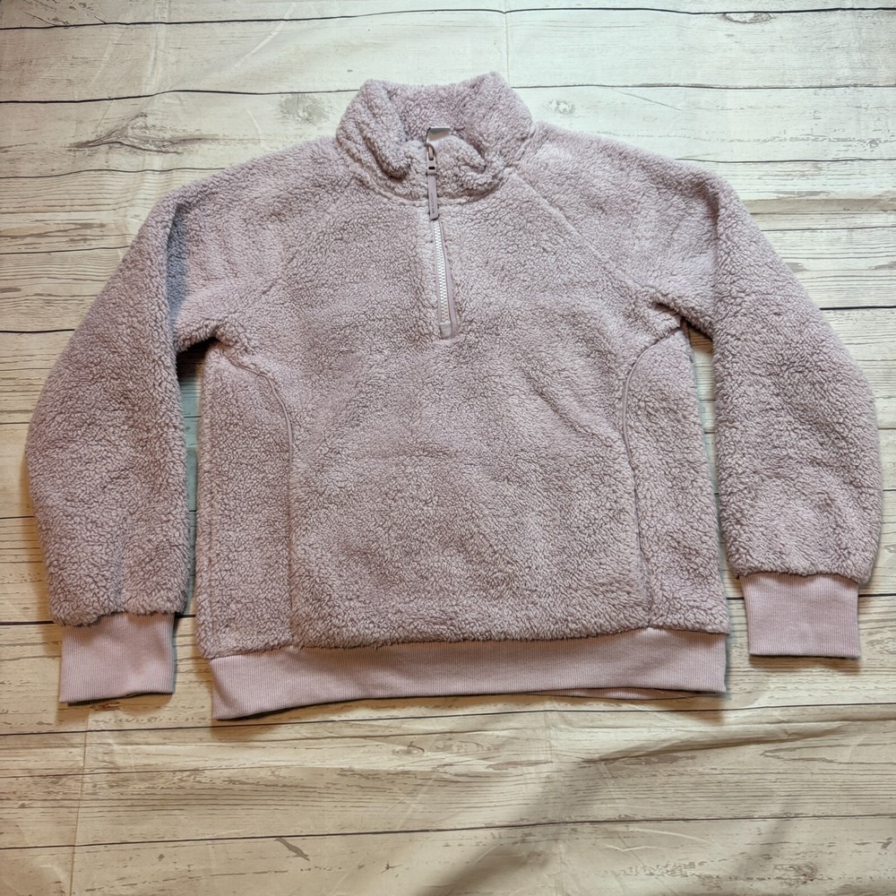 Athleta Girl So Snug Sherpa Half Zip Sweatshirt Purple Youth Girls Size Large
